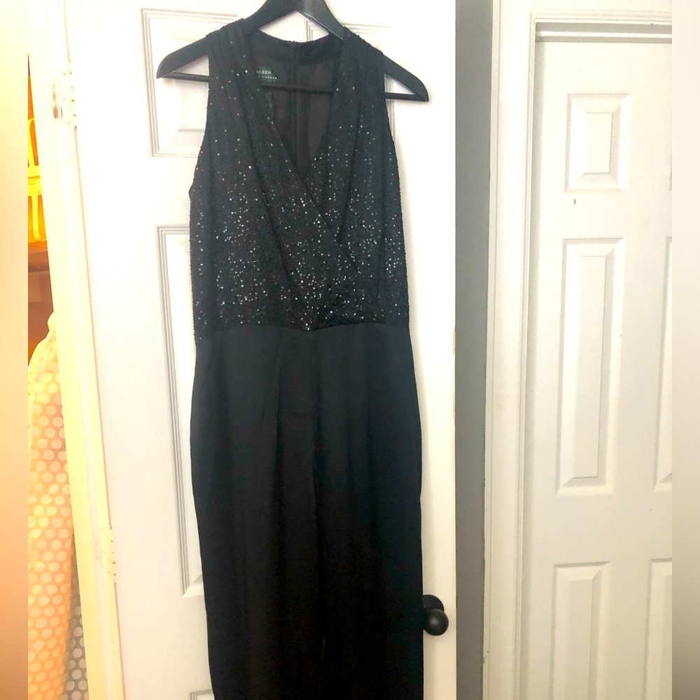 Ralph Lauren Elegant Black Sleeveless Silk Jumpsuit